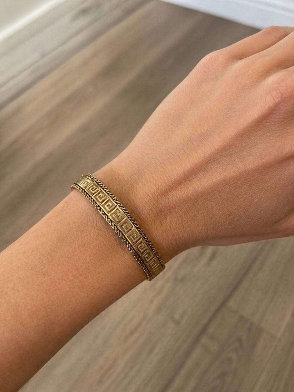 Vintage 925 Stamped Gold-Tone Greek Key Bracelet - Women’s Jewelry